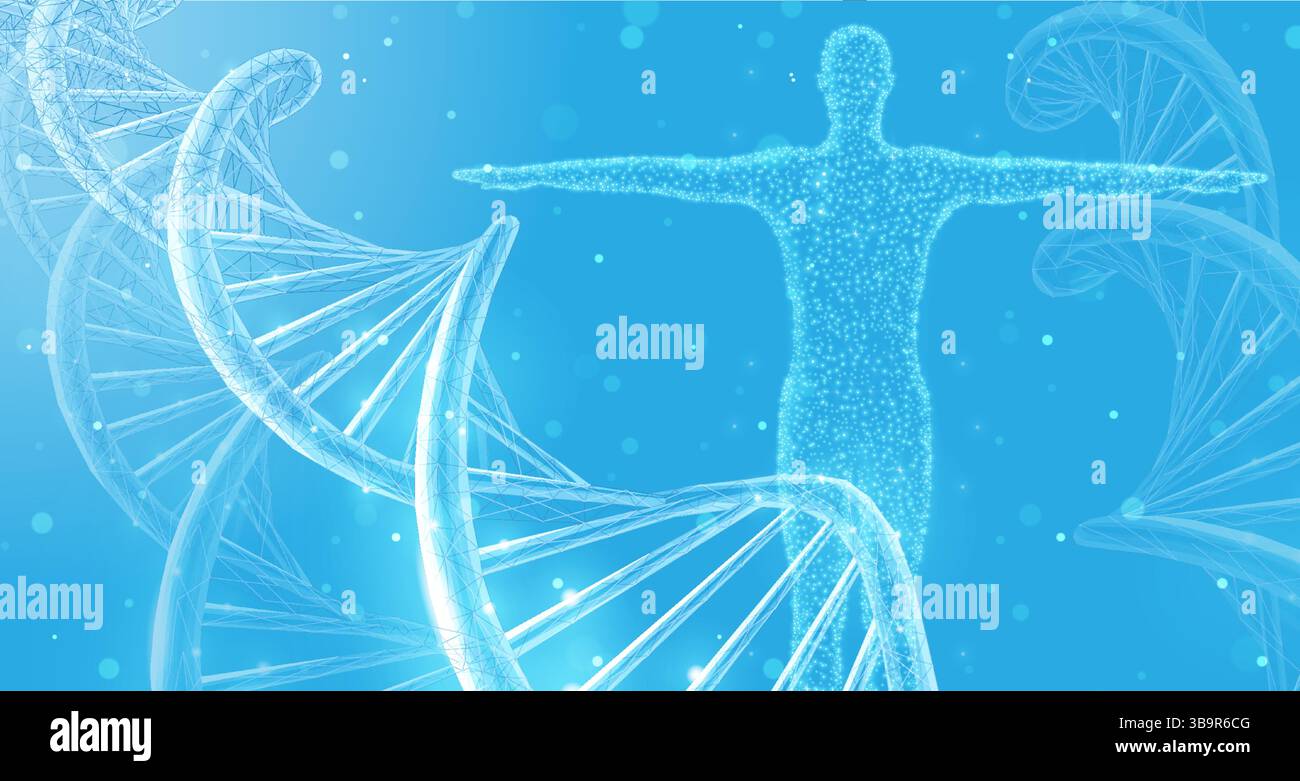 ADN humain. Technologie médicale, évolution génique, santé cellulaire, système nerveux Illustration de Vecteur