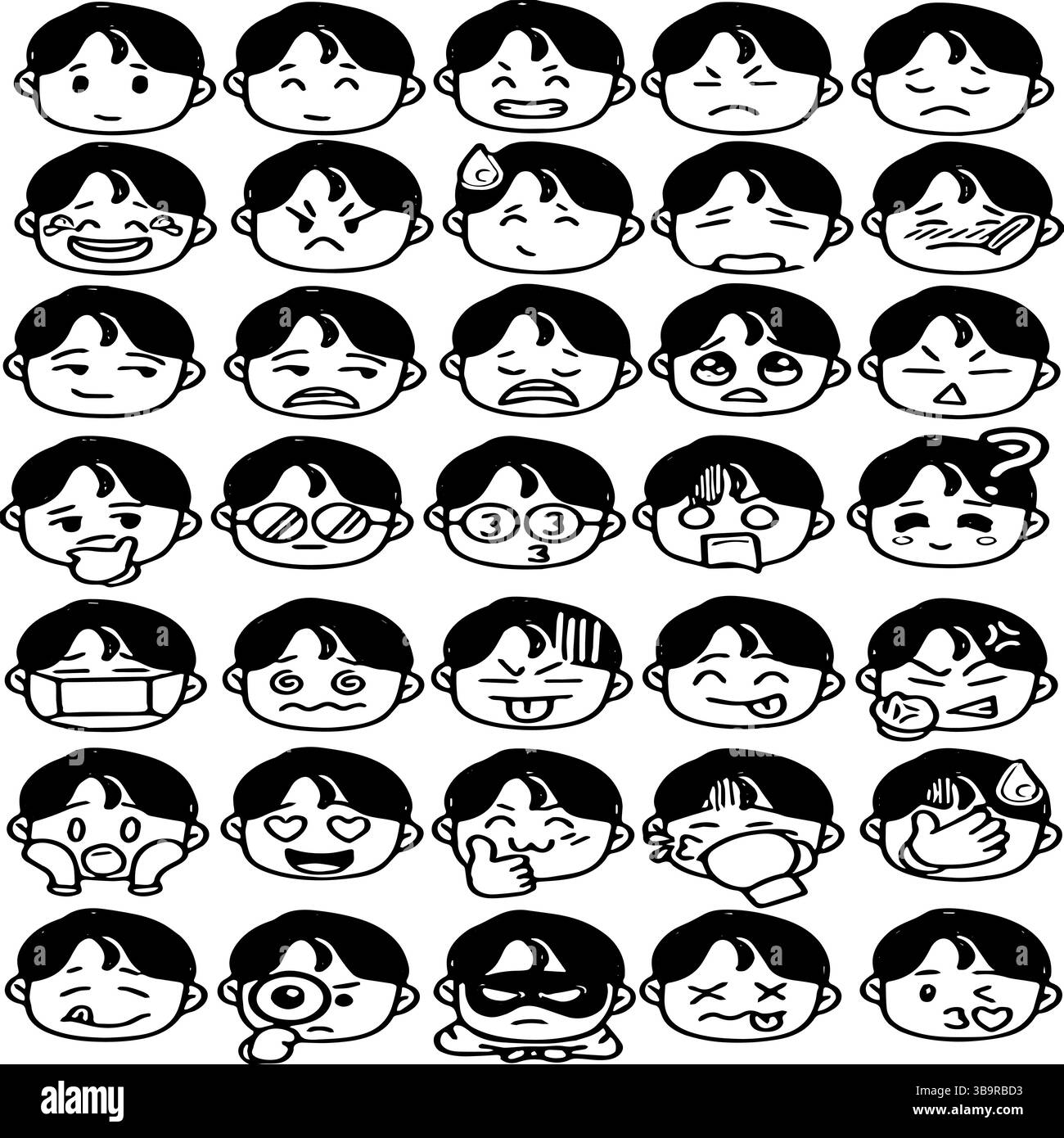 Expressions et réactions des garçons illustration vectorielle Illustration de Vecteur