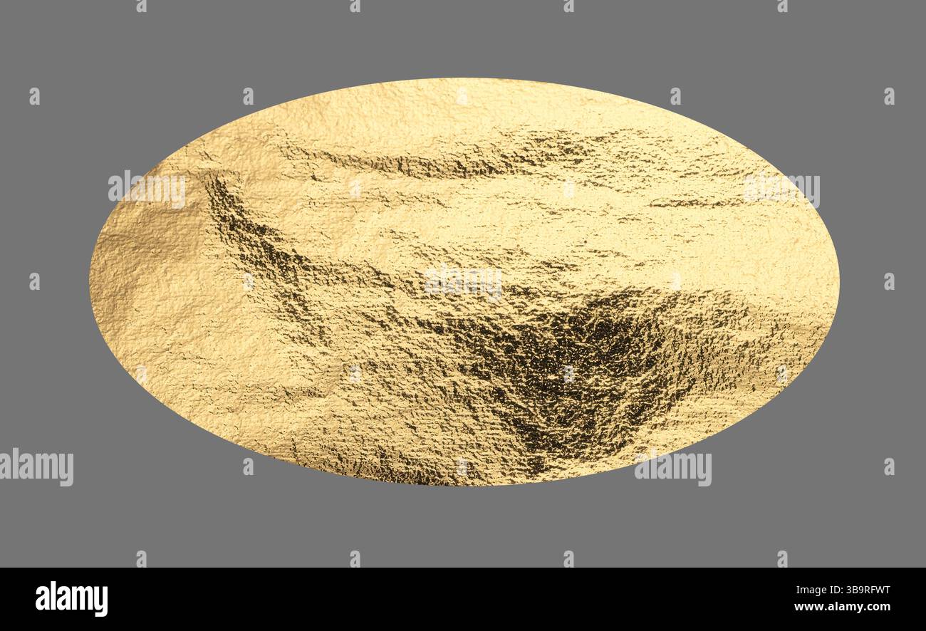 Forme elliptique dorée avec une surface métallique et polie crée un design élégant et moderne. La texture brillante et la lueur nacrée ajoutent une décoration royale Banque D'Images