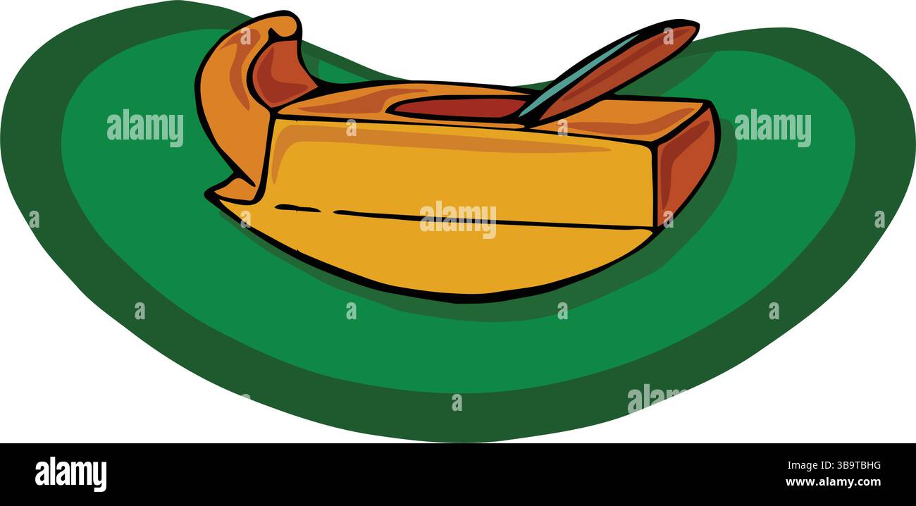 Une illustration vectorielle abstraite montre un menuisier de raboteuse à main de travail du bois dans un style de dessin animé Illustration de Vecteur