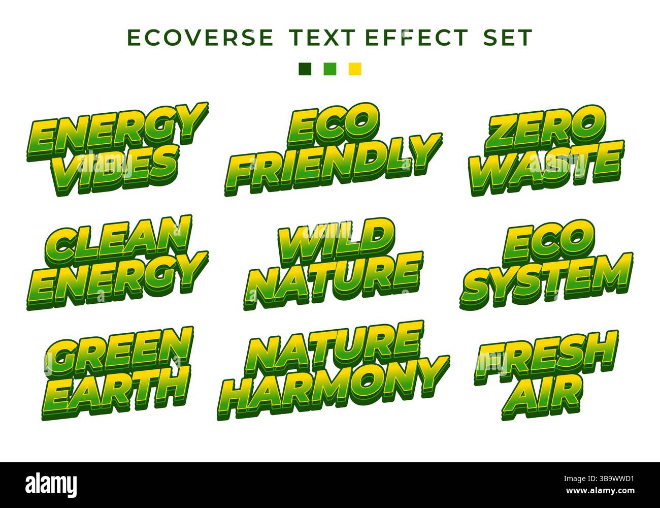 Style de texte dégradé vert gras pour une utilisation de conception environnementale, organique et climatique Illustration de Vecteur