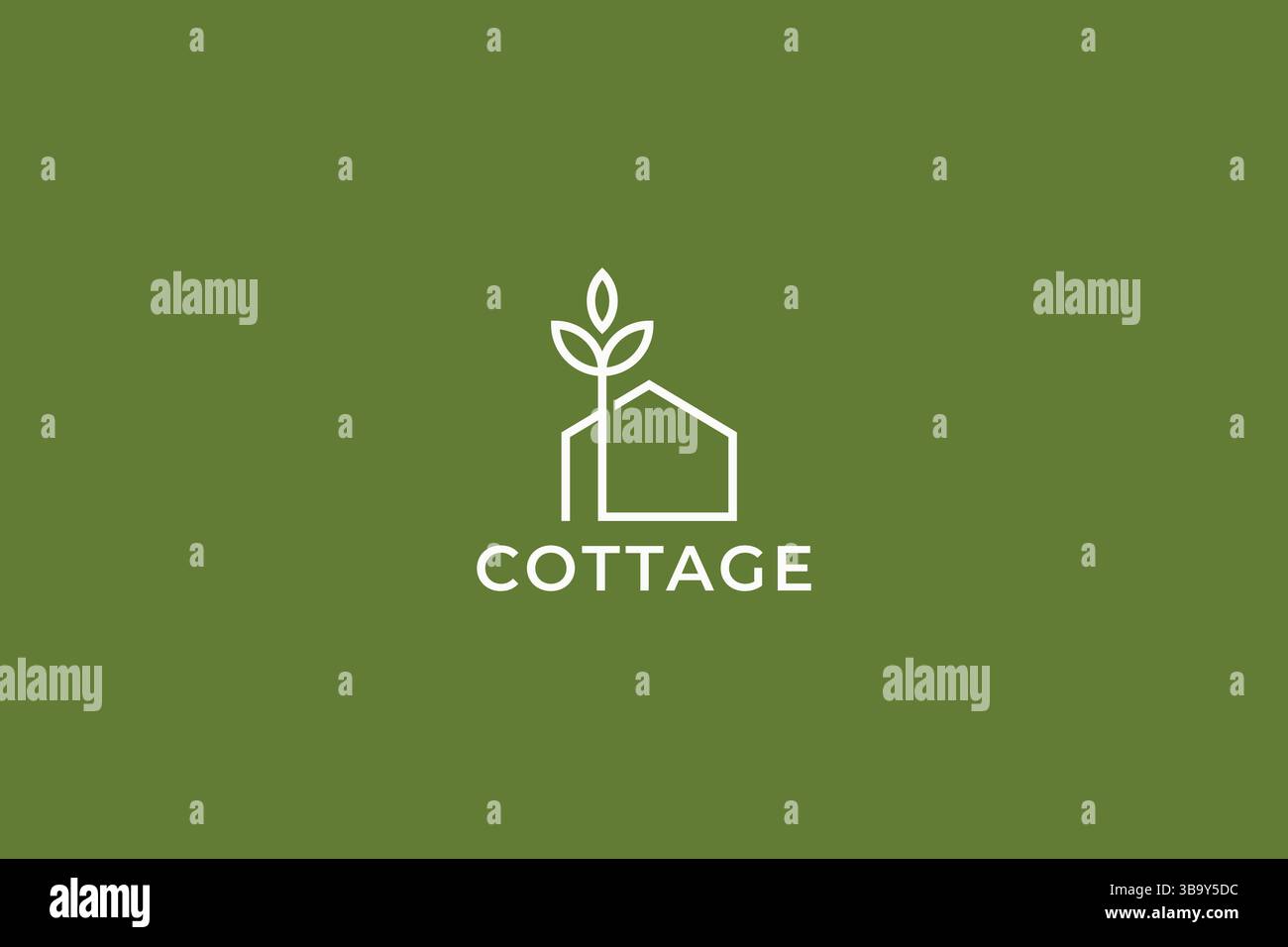 Nature Cottage Home logo avec feuilles et éléments végétaux pour vivre confortablement Illustration de Vecteur