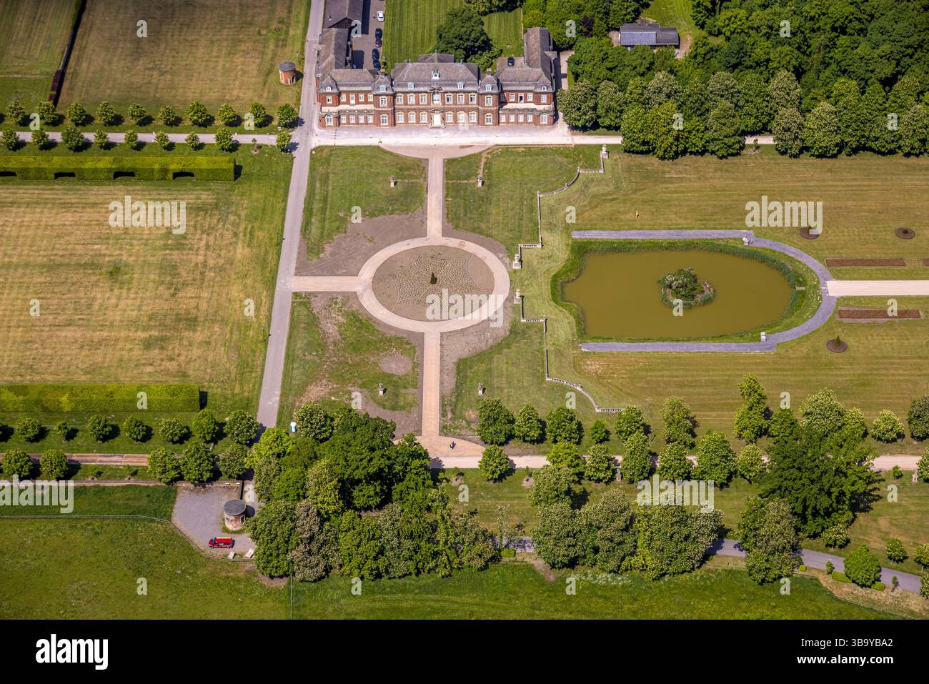 Luftbild, Oranienburg und Westpark Schlosspark am Schloss Nordkirchen, barocke Schlossanlage, Nordkirchen, Münsterland, Rhénanie du Nord-Westphalie, Deutschla Banque D'Images