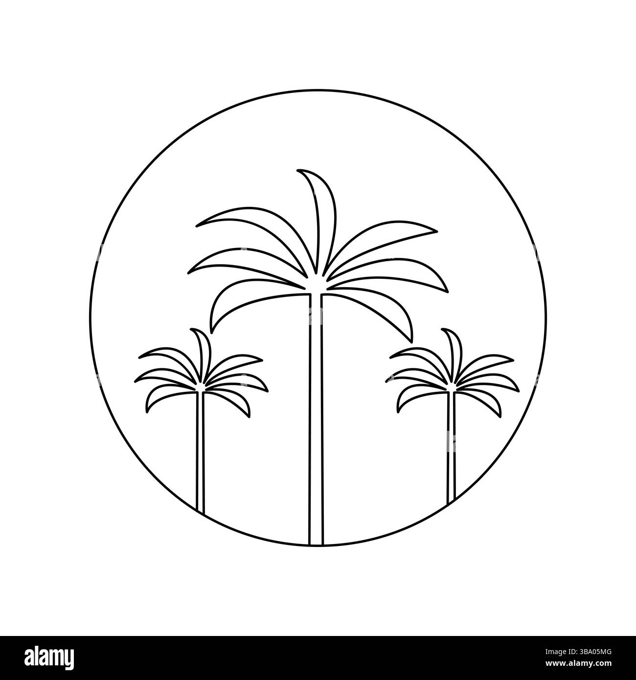 Palmier dessin d'art continu d'une ligne de conception vectorielle de contour minimaliste Illustration de Vecteur