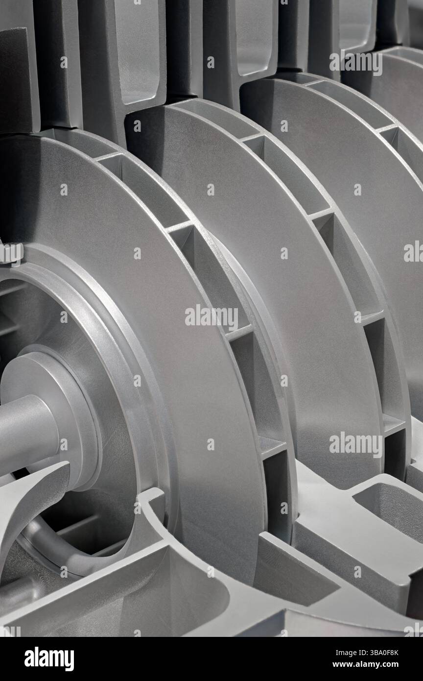 Structure interne d'une pompe centrifuge. Fond industriel abstrait. Banque D'Images