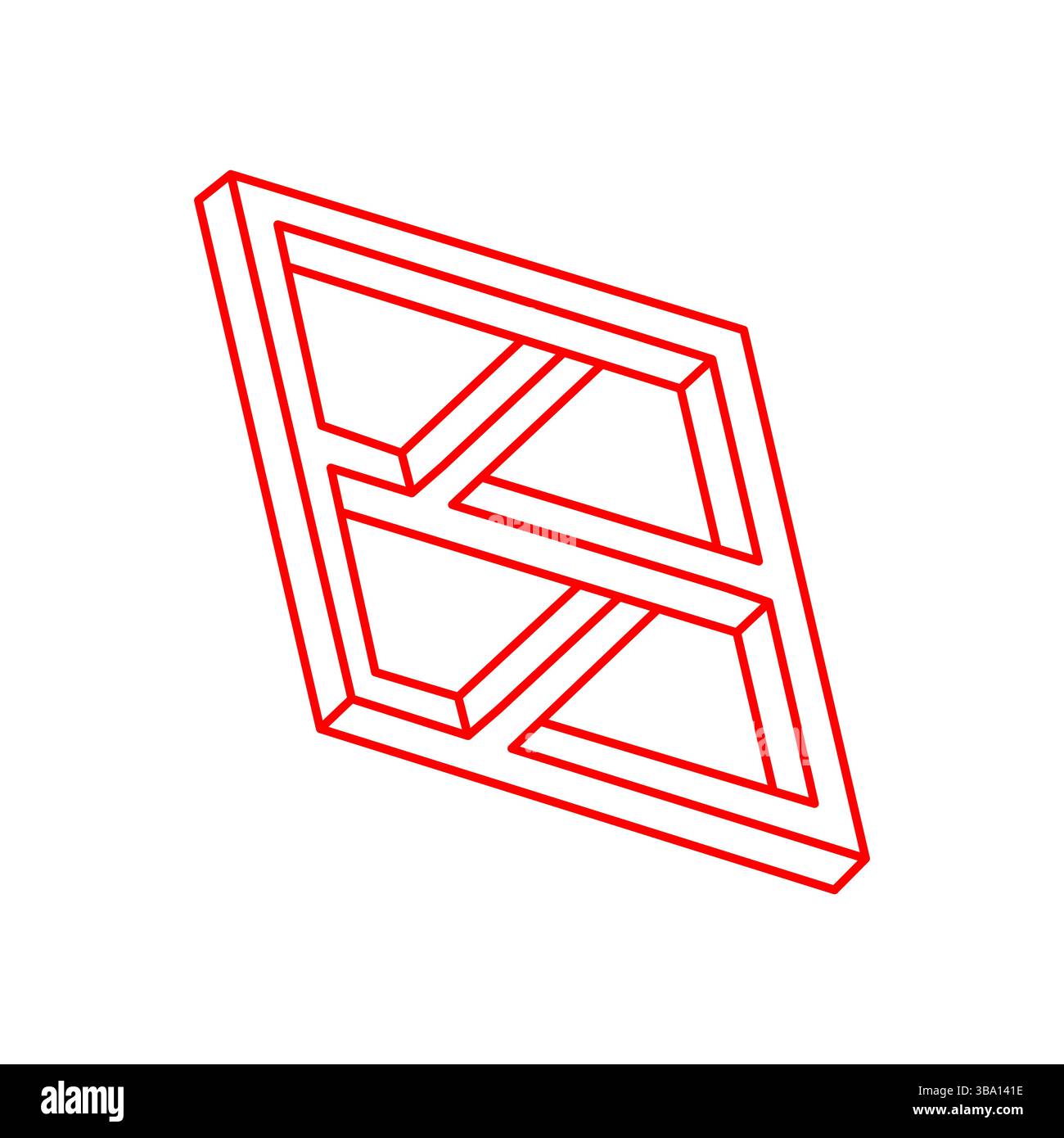 Forme d'illusion optique, vecteur d'objet géométrique irréel. Logo. Figure impossible. Géométrie sacrée. Ligne Illustration de Vecteur