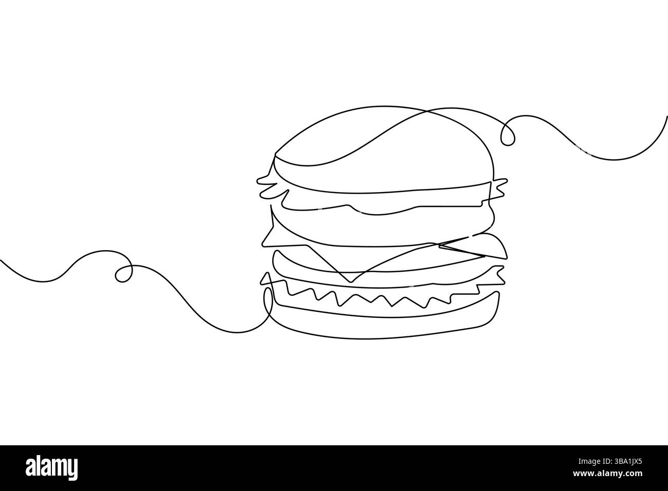 Burger dessin d'une ligne illustration vectorielle minimaliste de contour Illustration de Vecteur