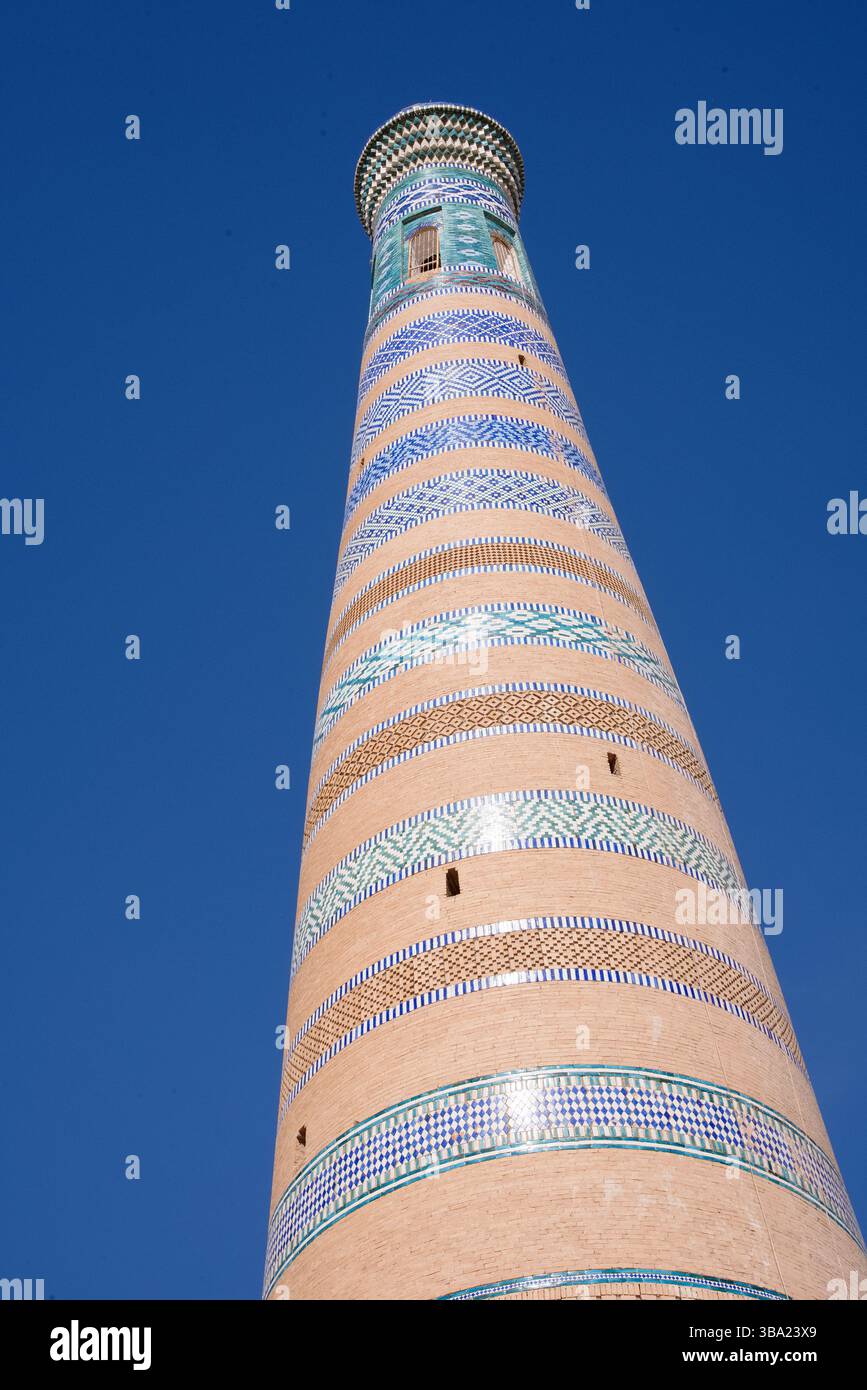Islam Khoja Minaret, Khiva, Ouzbékistan, Asie centrale Banque D'Images