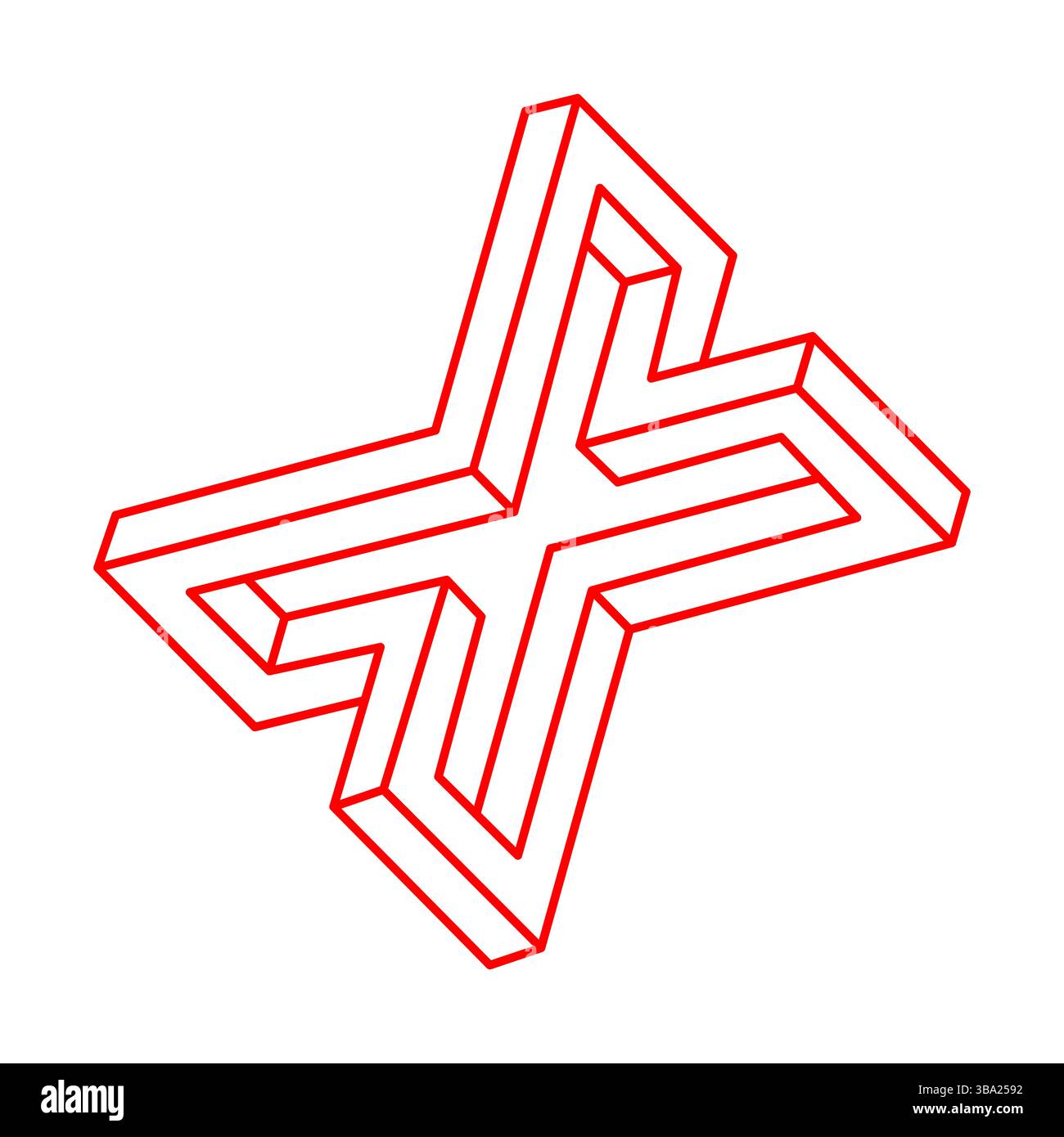 Formes d'illusion optique impossibles. Logo. Objet d'art optique. Figure impossible. Objet géométrique irréel. Illustration de Vecteur