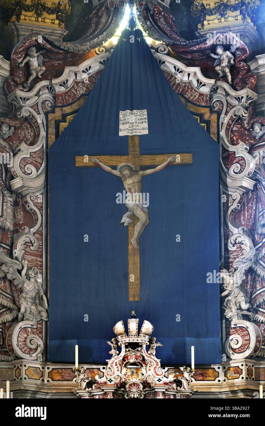 Toile de Carême, XVIIIe siècle, dans la cathédrale Mariae, Brixen, Tyrol du Sud, Italie du Nord Banque D'Images