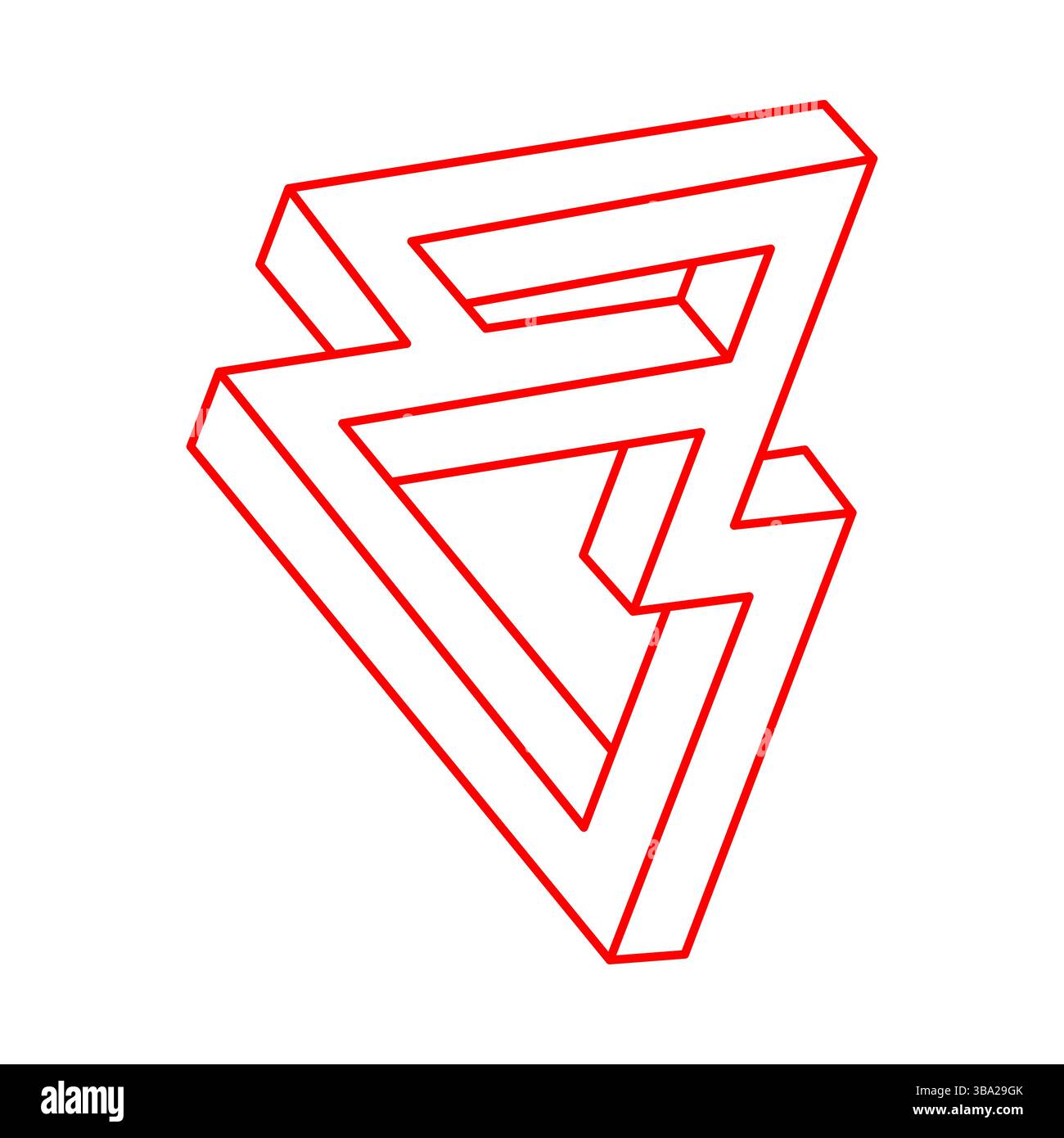 Forme impossible. Illusion d'optique. Figure de géométrie sacrée. Objets géométriques éternels abstraits. Impossible contour sans fin. Ligne Art optique Illustration de Vecteur