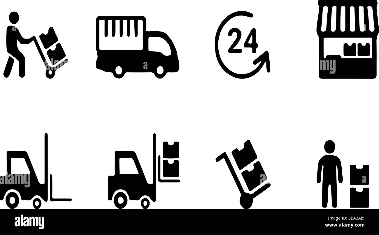 Divers services de livraison et icônes de logistique Illustration de Vecteur