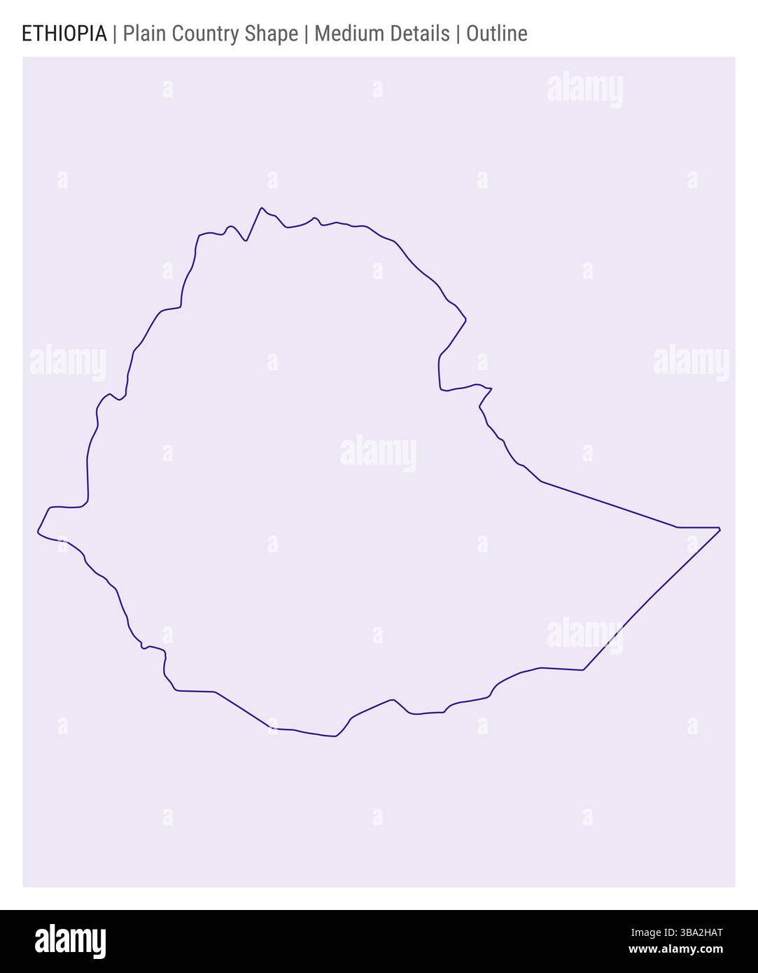 Carte du pays de plaine de l'Ethiopie. Détails moyens. Style de contour. Forme de l'Ethiopie. Illustration vectorielle. Illustration de Vecteur