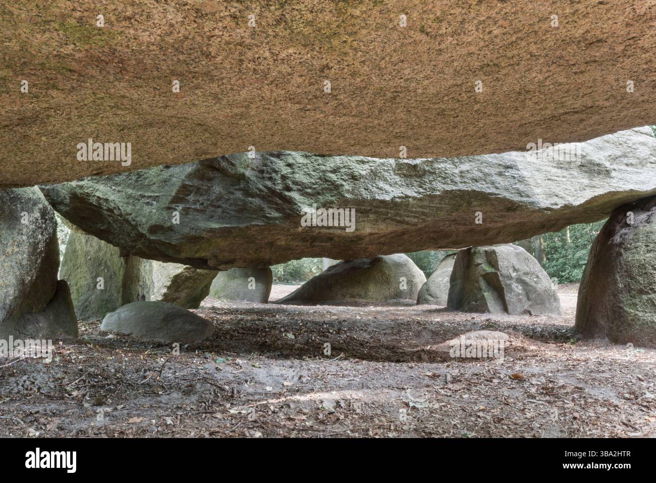 Prehistorici dolmen par le bas, chassé (D27), à Borger, Drente (Drenthe), pays-Bas. Une tombe d'environ 5400 ans, construite autour de 3400 av. J.-C. Banque D'Images