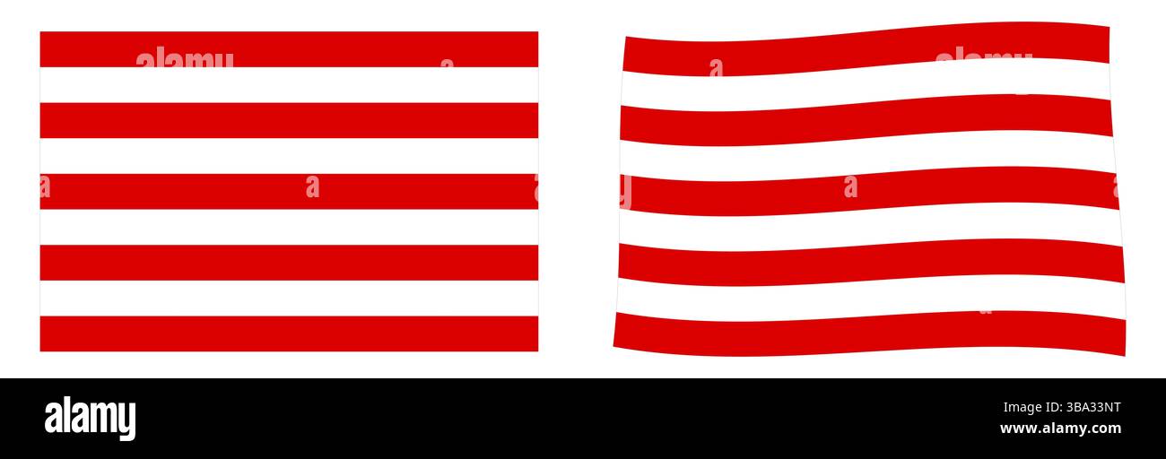 Jack naval du drapeau indonésien. Version simple et légèrement ondulée Banque D'Images