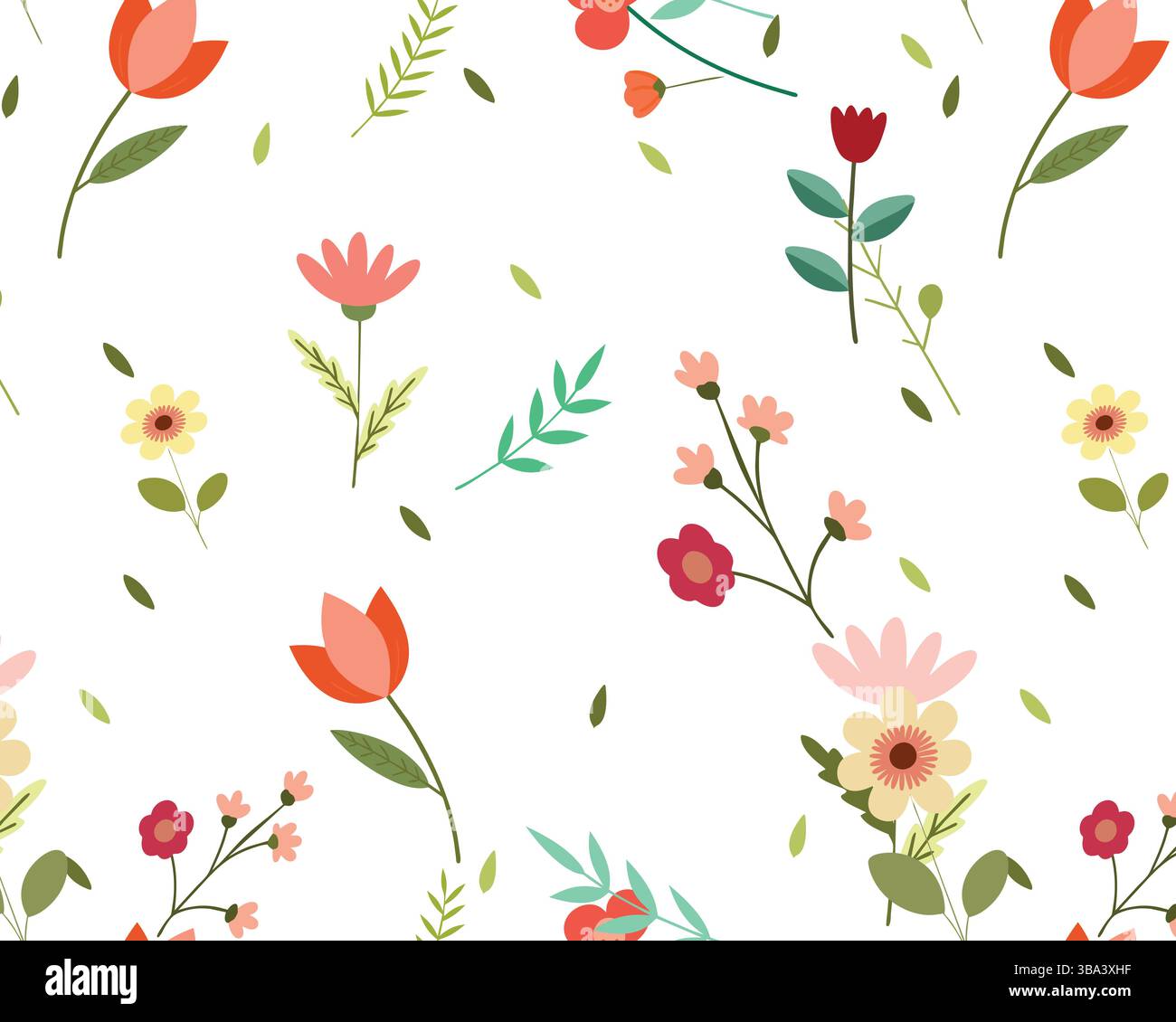 Motif floral coloré avec divers motifs de fleurs Illustration de Vecteur