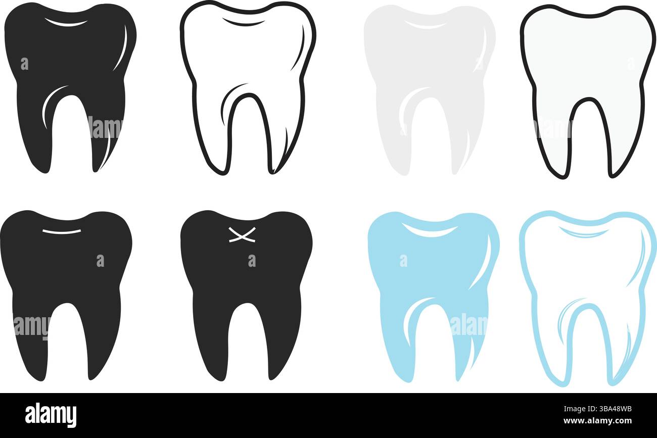 Illustrations vectorielles des icônes de dents dans divers styles Illustration de Vecteur