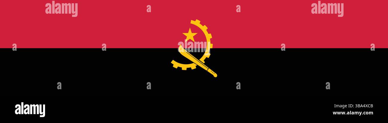 Drapeau de l'Angola. Illustration vectorielle numérique longue bannière de drapeau de l'Angola. Illustration de Vecteur