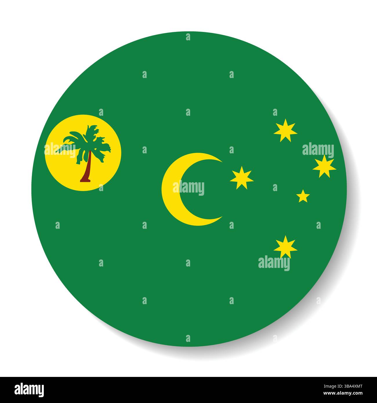 Drapeau des îles Cocos (Keeling). Cocos (Keeling) Islands Circle flag logo icône d'illustration vectorielle d'ordinateur. Illustration de Vecteur