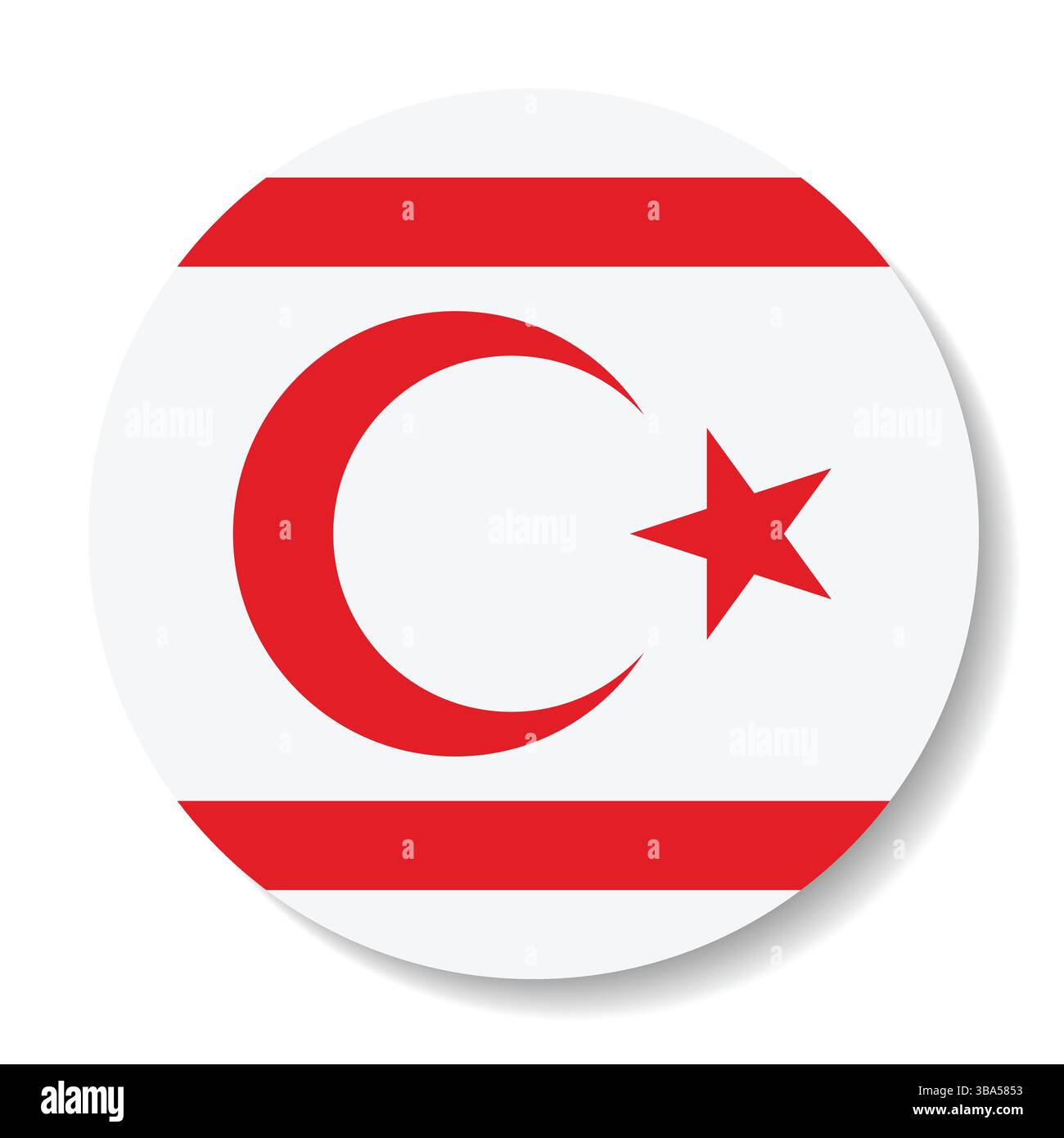 Drapeau de Chypre-Nord. Chypre du Nord logo de drapeau circulaire icône d'illustration vectorielle d'ordinateur. Illustration de Vecteur