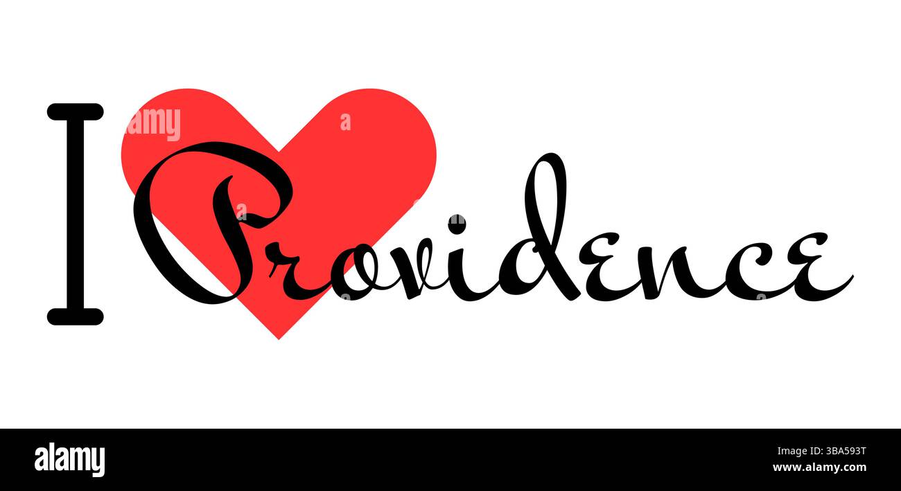 J'adore Providence, ville des États-Unis. Lettres dessinées à la main avec cœur rouge. Illustration vectorielle lettrage, design moderne pour t-shirt imprimé, bannière, p Illustration de Vecteur