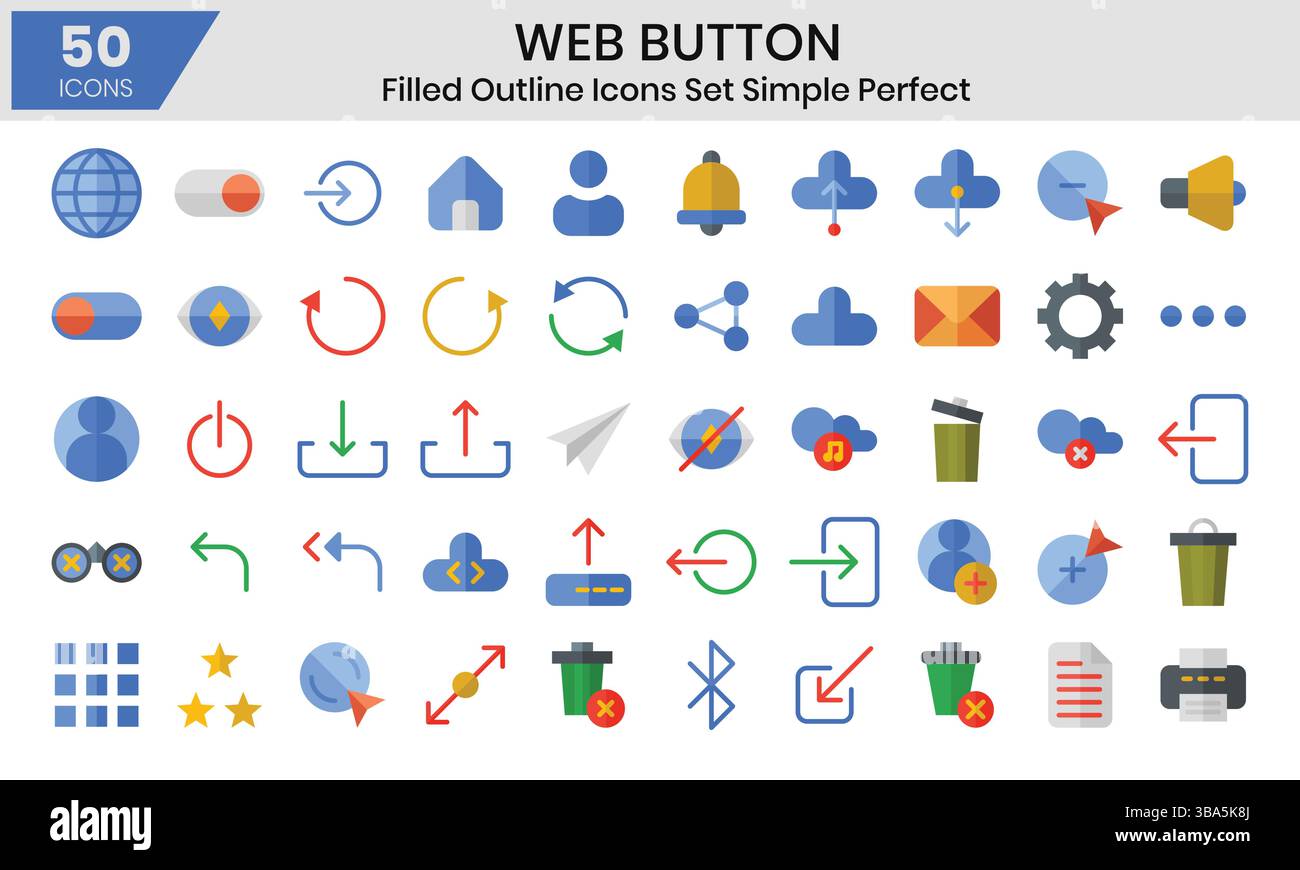 Icônes plates du bouton Web définies.illustration vectorielle Illustration de Vecteur