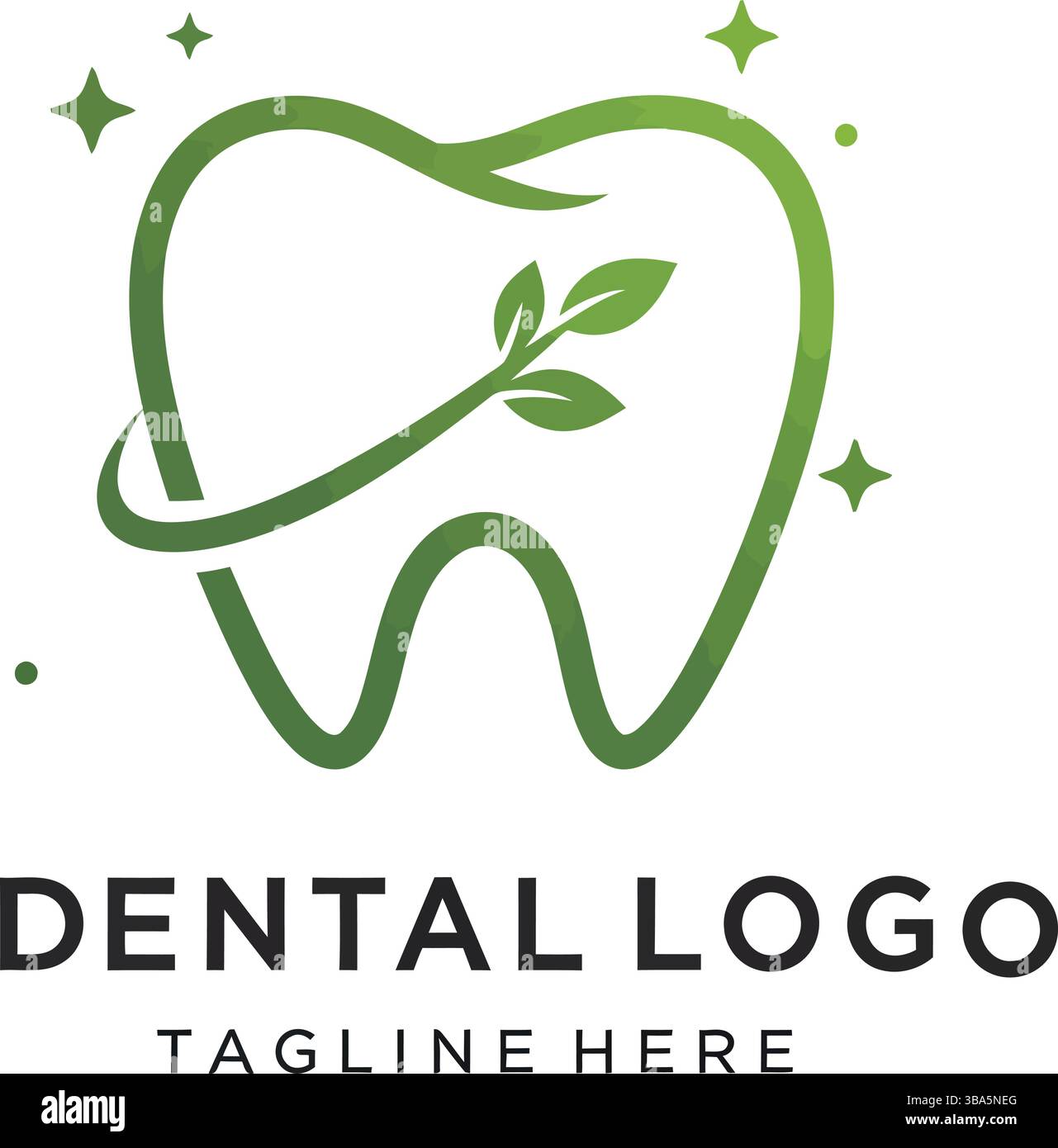 Logo de soins dentaires respectueux de l'environnement avec design de feuille verte Illustration de Vecteur