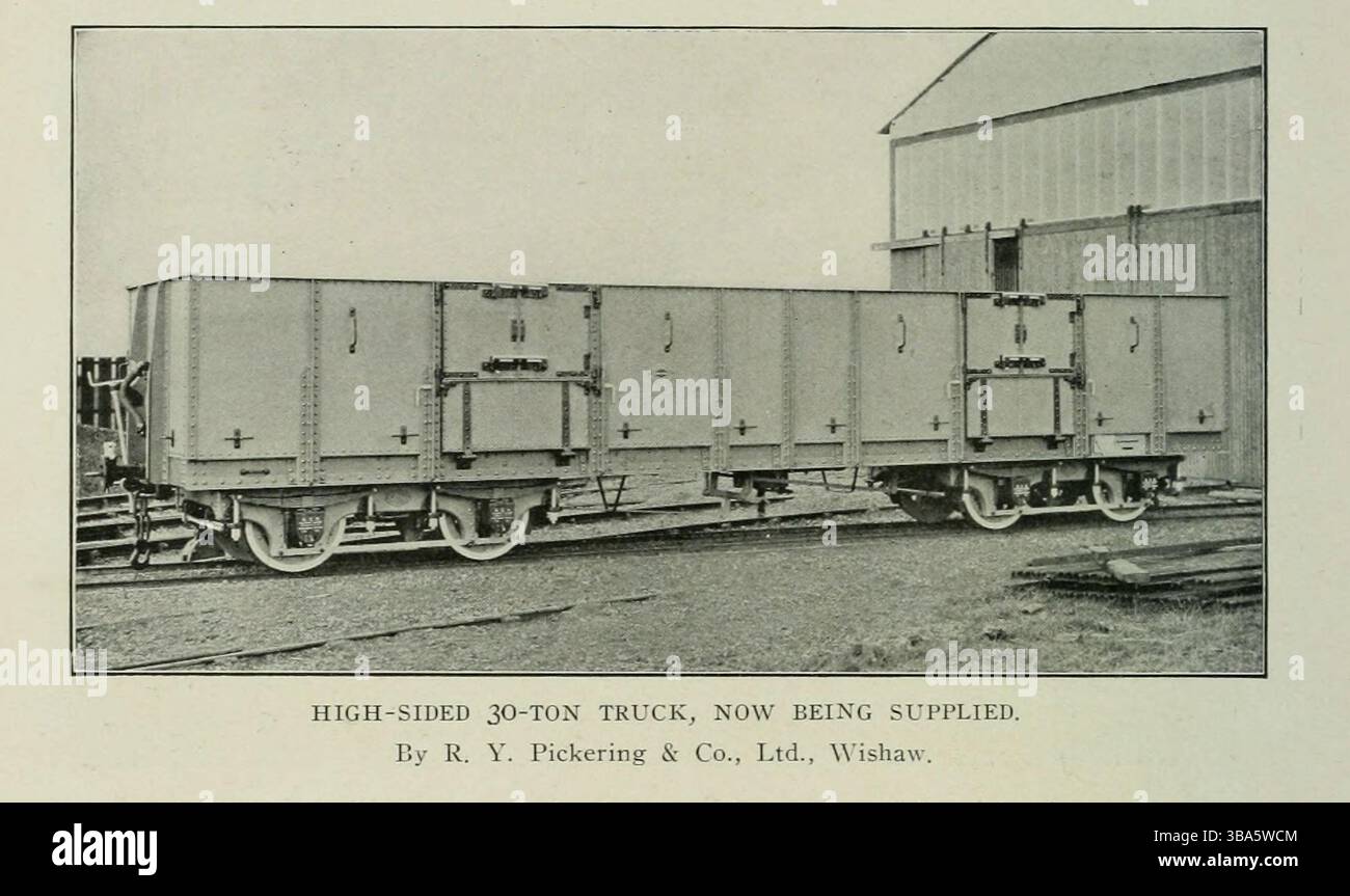 CAMION DE 30 TONNES À CÔTÉS HAUTS, par R. Y. Pickering & Co., Ltd., Wishaw. De l'article Une ENTREVUE SPÉCIALE AVEC L'HONORABLE. SIR DAVID HUNTER, K.C.M.G.. DIRECTEUR GÉNÉRAL DES CHEMINS DE FER DU GOUVERNEMENT DU NATAL. Par J. Hartley Knight. Tiré de l'Engineering Magazine consacré au progrès industriel volume XXIV octobre 1902 - mars 1903 The Engineering Magazine Co Banque D'Images