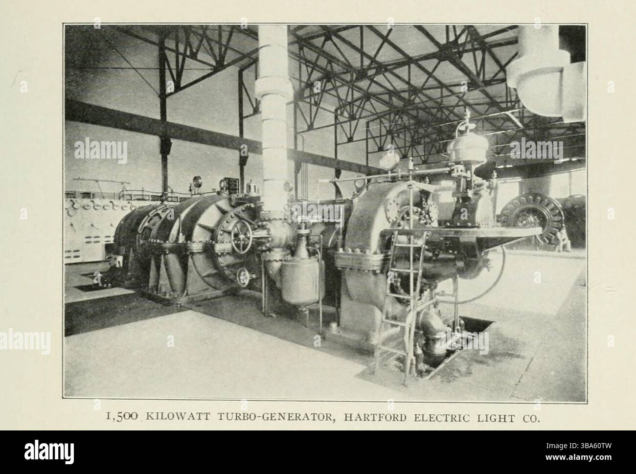 TURBO-GÉNÉRATEUR DE 1 500 KILOWATTS, HARTFORD ELECTRIC LIGHT CO. DE L'ARTICLE PROGRÈS DANS L'INTRODUCTION DE LA TURBINE À VAPEUR. Par J. R. Bibbins. Tiré de l'Engineering Magazine consacré au progrès industriel volume XXIV octobre 1902 - mars 1903 The Engineering Magazine Co Banque D'Images