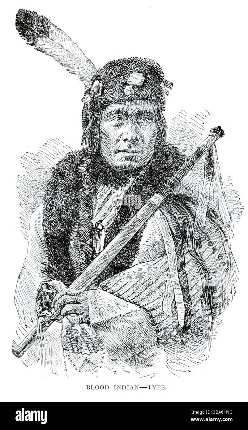 Blood Indian tiré du LIVRE XXVI — SAWAIORIS ET TARAPONS volume 8, de L'histoire universelle de Ridpath : un compte rendu de L'origine, de la condition primitive et du développement ethnique des grandes races de L'humanité, et des principaux événements dans L'évolution et le progrès de la vie civilisée entre les hommes et les Nations, à partir de sources récentes et authentiques avec une enquête préliminaire sur le temps, le lieu et la manière du commencement par Ridpath, John Clark, 1840-1900 publié en 1897 Banque D'Images