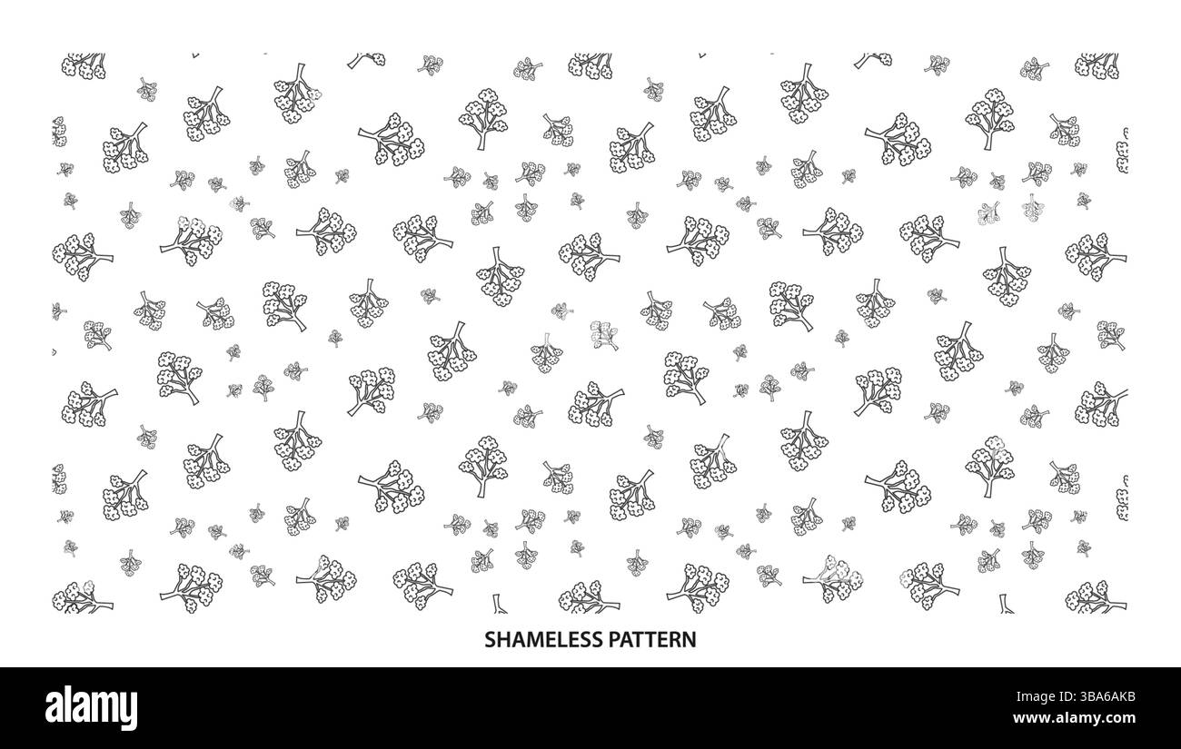 Simple Black Outline Ginkgo Biloba Leaf Seamless Pattern pour des designs naturels Illustration de Vecteur