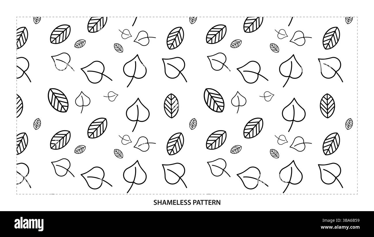 Simple Black Outline formes de feuilles assorties motif sans couture pour des designs minimalistes Illustration de Vecteur Simple Black Outline formes de feuilles assorties motif sans couture pour des designs minimalistes Illustration de Vecteur