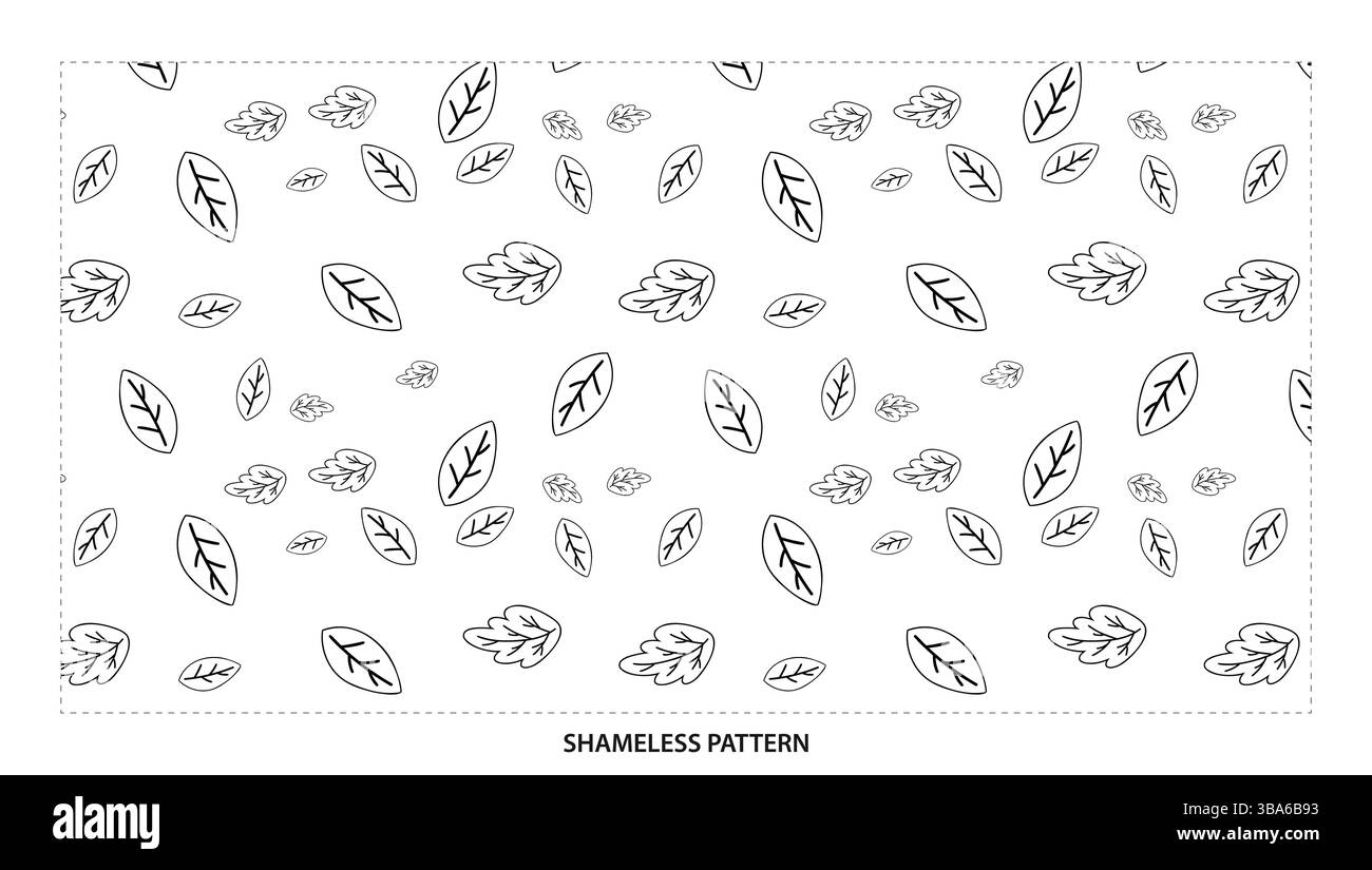 Simple Black Outline motif sans couture à feuilles assorties pour des designs minimalistes Illustration de Vecteur