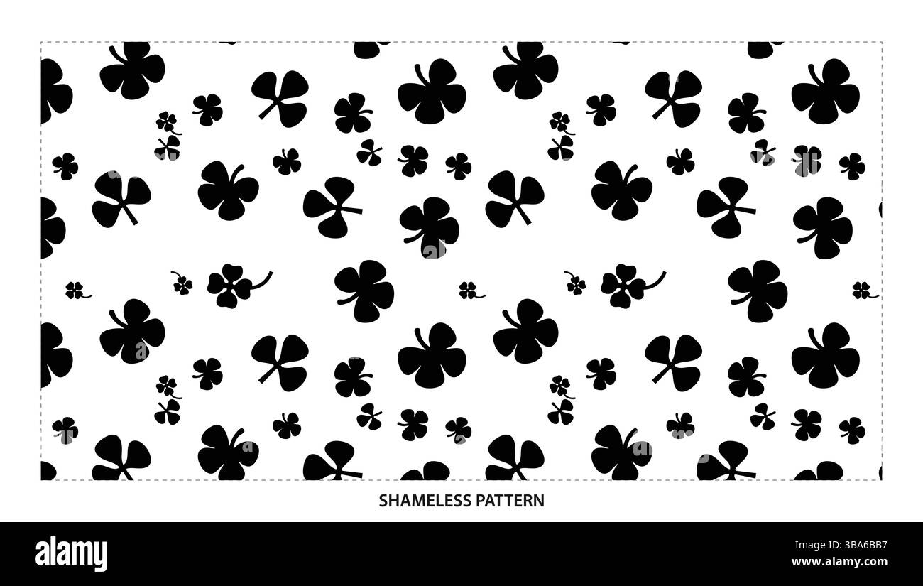 Simple Black Silhouette Shamrock et Clover Seamless Pattern Design Illustration de Vecteur Simple Black Silhouette Shamrock et Clover Seamless Pattern Design Illustration de Vecteur