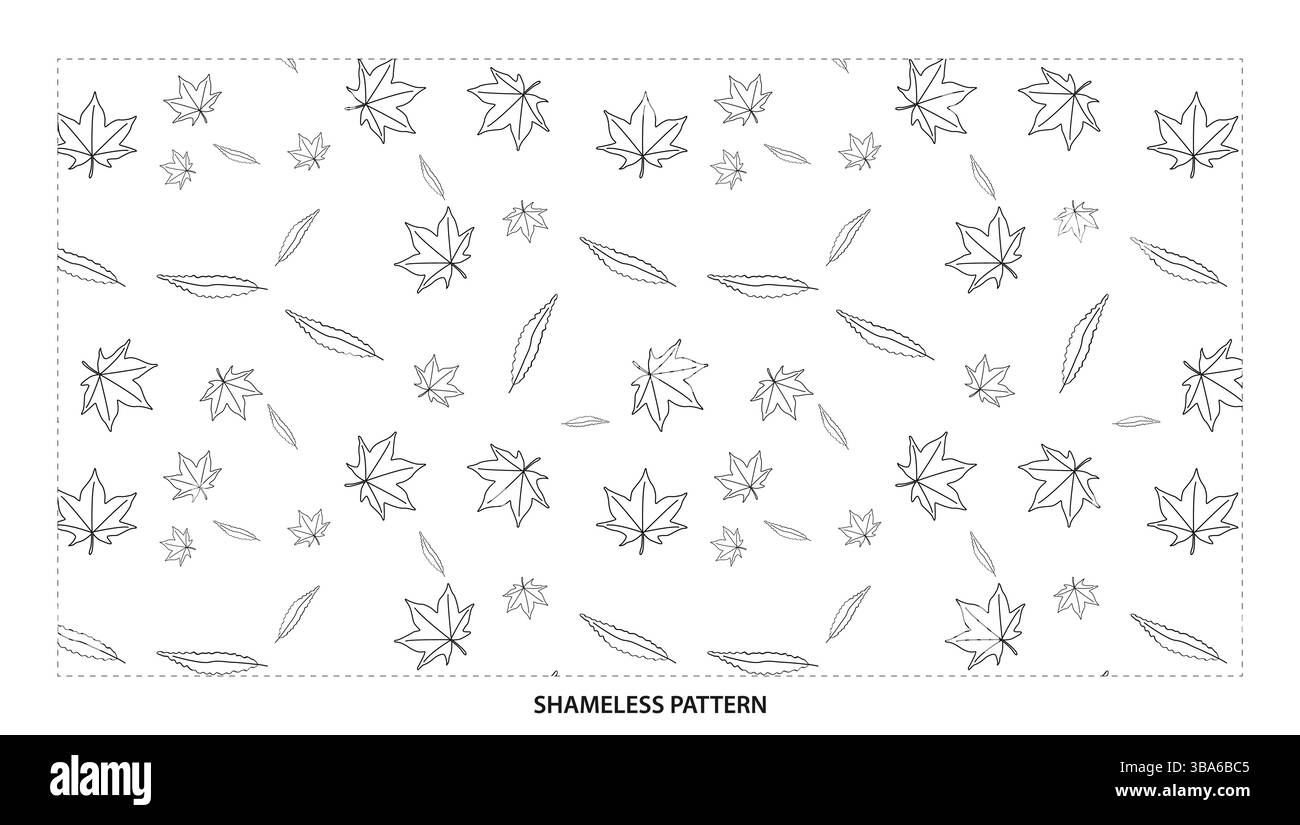 Simple Black Outline Maple et Willow Leaf Seamless Pattern pour les modèles d'automne Illustration de Vecteur Simple Black Outline Maple et Willow Leaf Seamless Pattern pour les modèles d'automne Illustration de Vecteur