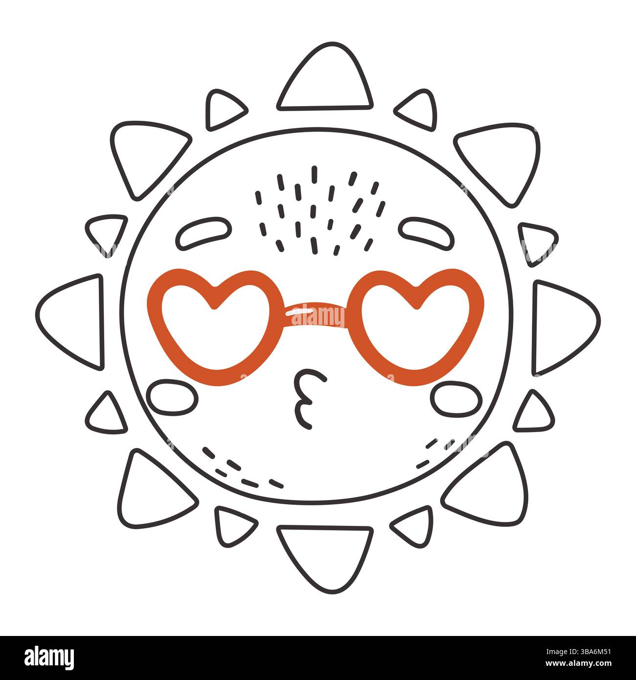 Personnage de dessin animé de soleil mignon, vecteur de soleil heureux, soleil d'été avec des yeux, vecteur isolé de soleil, illustration de bébé mignon. Illustration de Vecteur