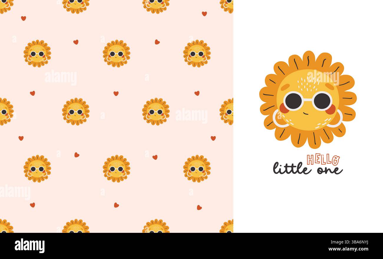 Joli modèle sans couture de soleil, collection de soleil, illustration vectorielle, pour les enfants Illustration de Vecteur