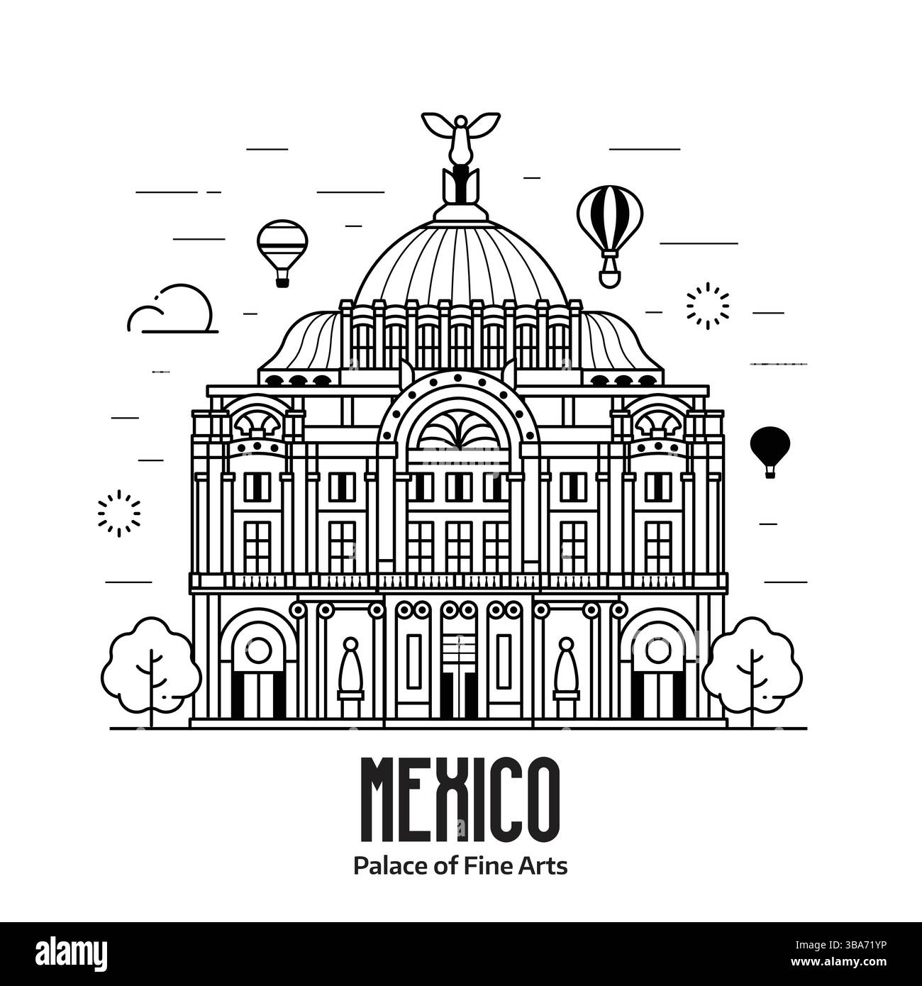 Palais des Beaux-Arts de Mexico Illustration de Vecteur