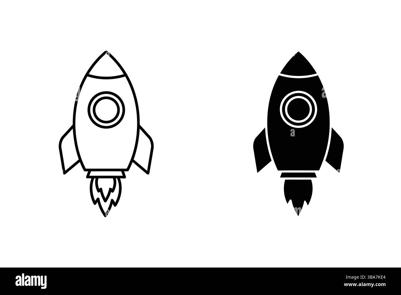 Conception d'illustration vectorielle d'icône de vaisseau fusée, contour et ensemble de style rempli Illustration de Vecteur