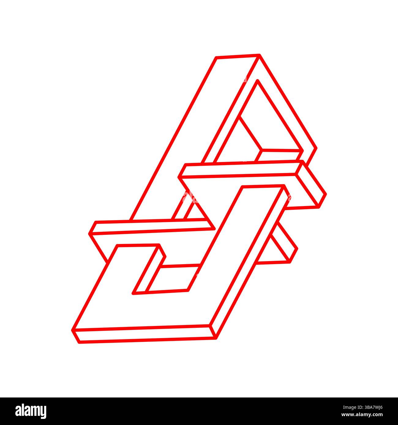 Formes impossibles. Figures de géométrie sacrée. Illusion d'optique. Objet géométrique éternel abstrait. Impossible contour sans fin. Dispositif optique Impossible Illustration de Vecteur