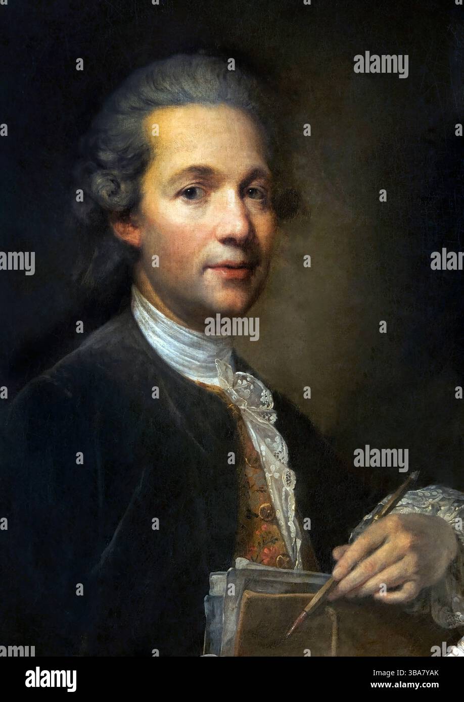 Portrait d'un artiste - Portrait d'un artiste par Jean Baptiste Greuze 1725-1805 France Musée français Louvre . Banque D'Images