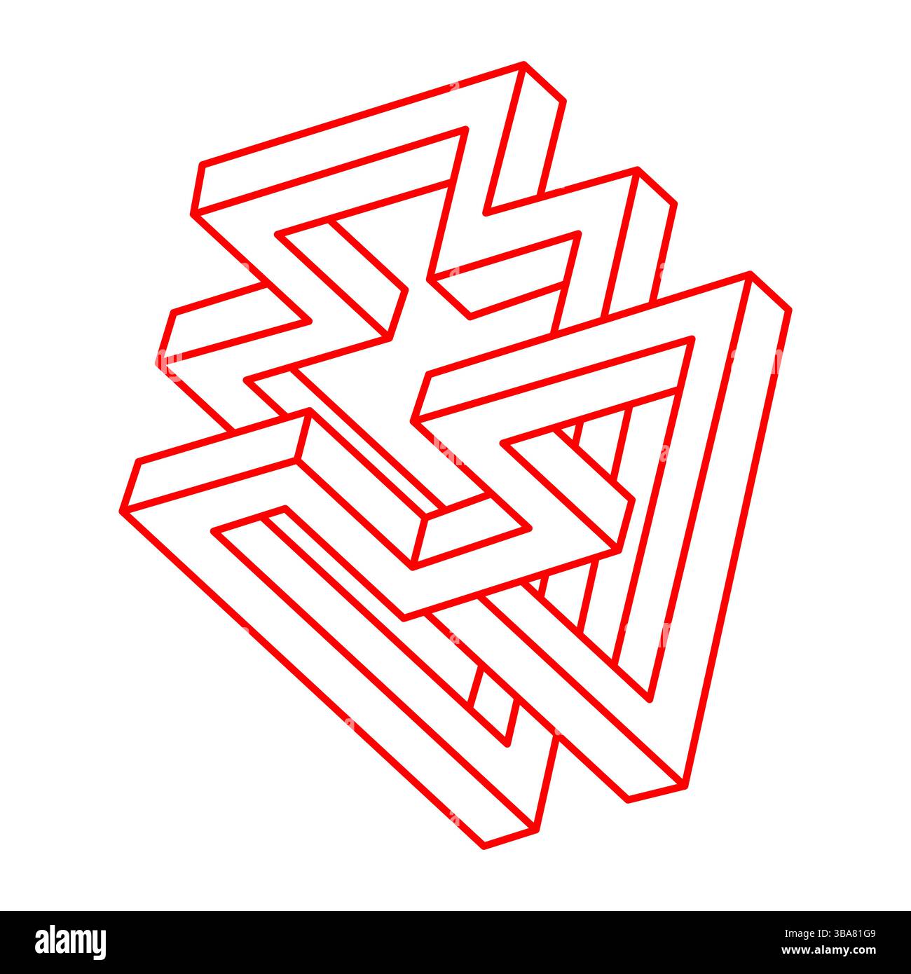 Formes d'illusion optique impossibles. Objet d'art optique. Chiffres impossibles. Objets géométriques irréels. Illustration de Vecteur