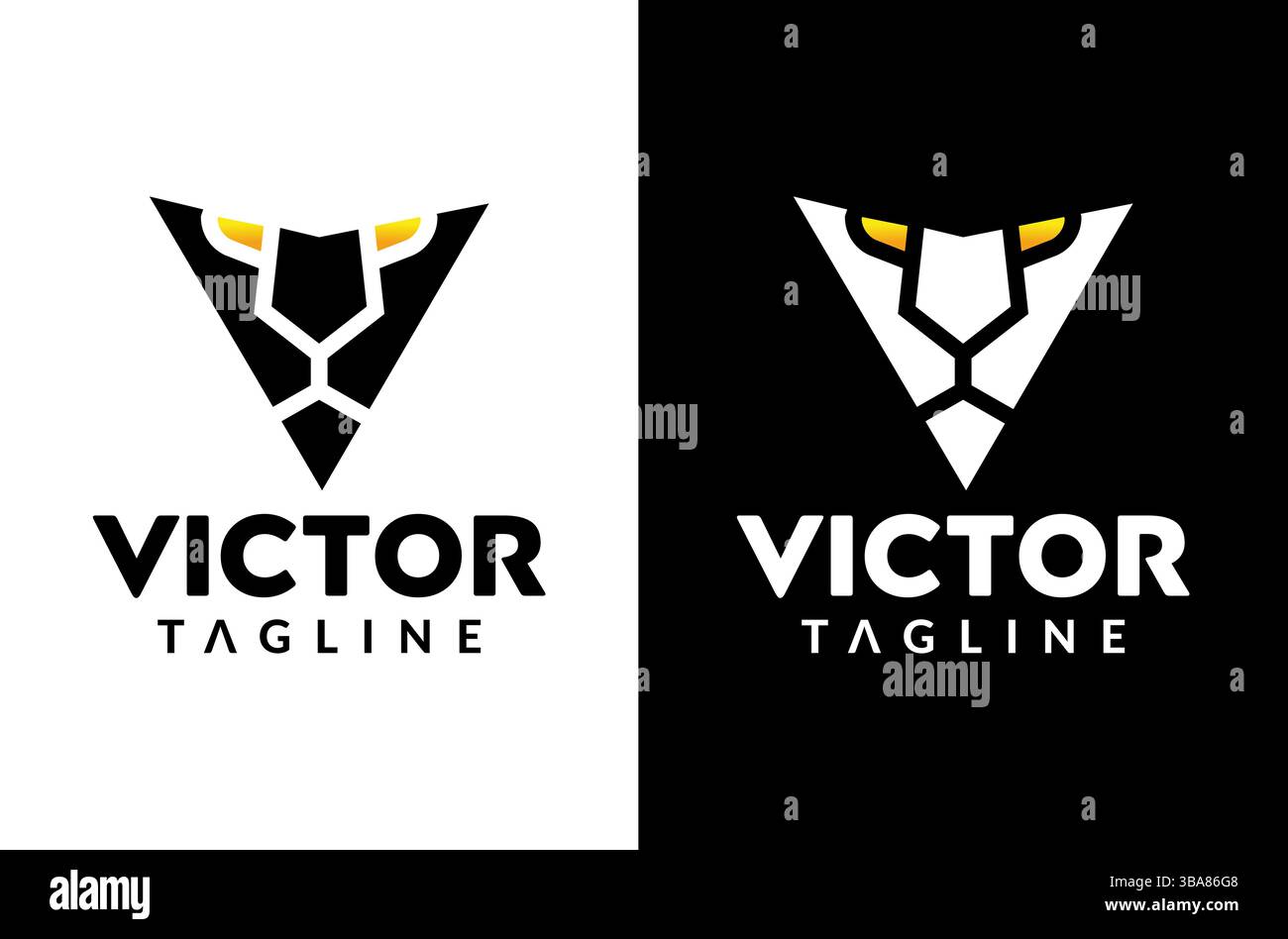 Lettre V Lion Beast Victor logo, logo de bête, logo de visage de lion, logo de victoire design, cool jeu oeil de lion avec visage en colère regarde ennemi victor pour les combats Illustration de Vecteur