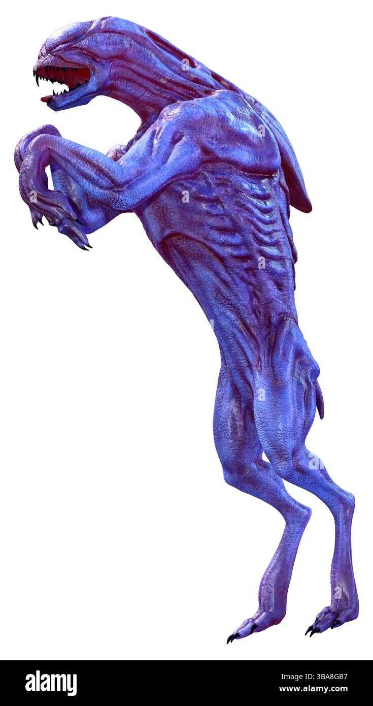 3D rendu d'un chien extraterrestre de science-fiction isolé sur fond blanc Banque D'Images