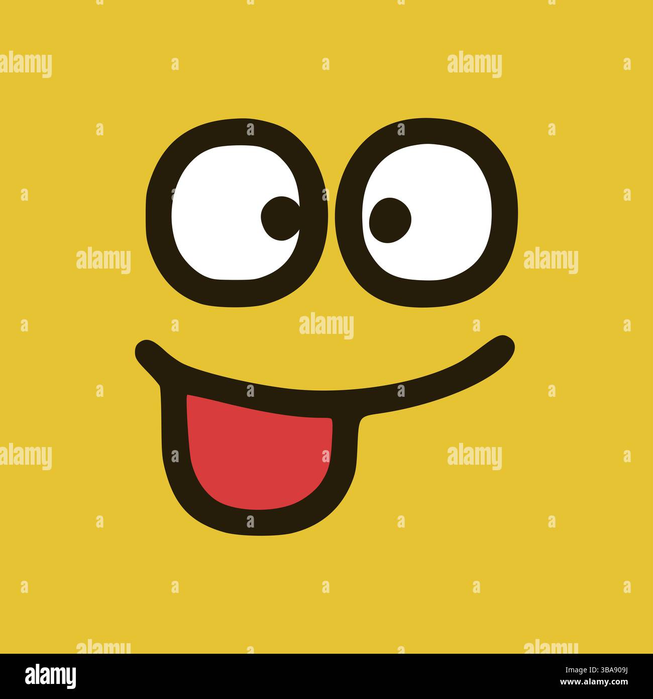 Émoticône fantaisie im Doodle-Stil. Cartoon Gesichtsausdruecke isoliert auf gelbem Hintergrund Banque D'Images