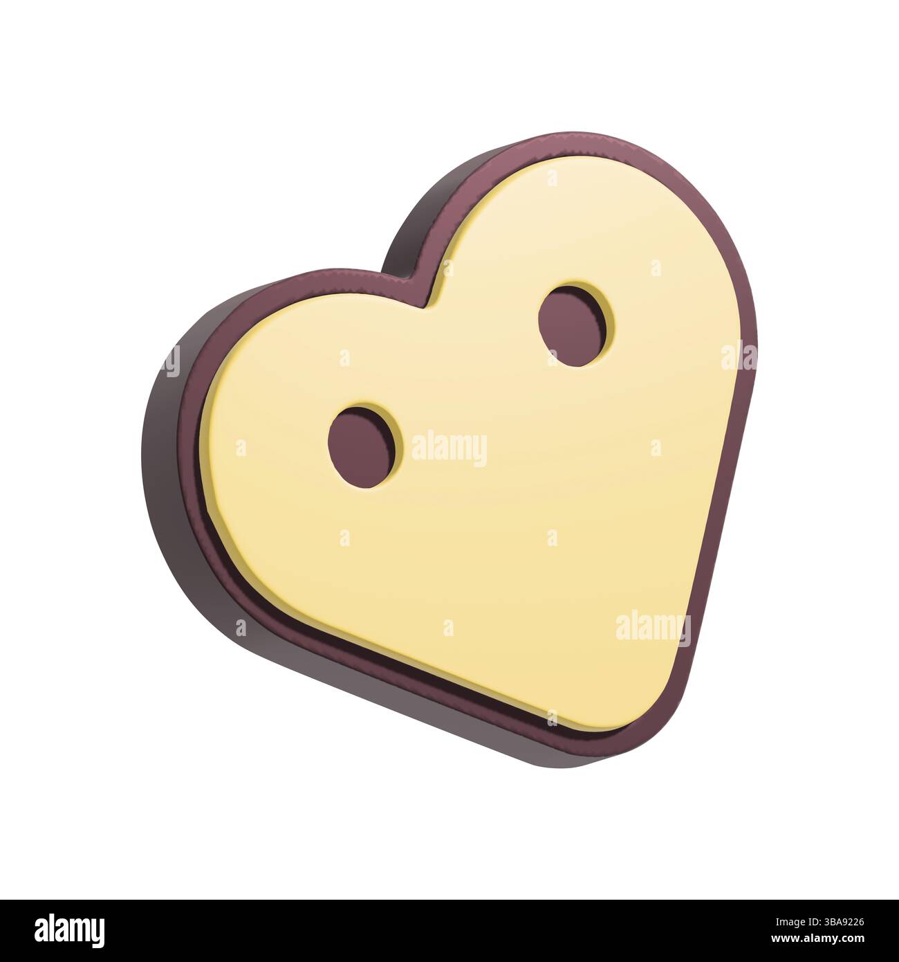 Illustration 3d de visage souriant de coeur sans émotion. Personnage de coeur de dessin animé isolé sur fond blanc Banque D'Images