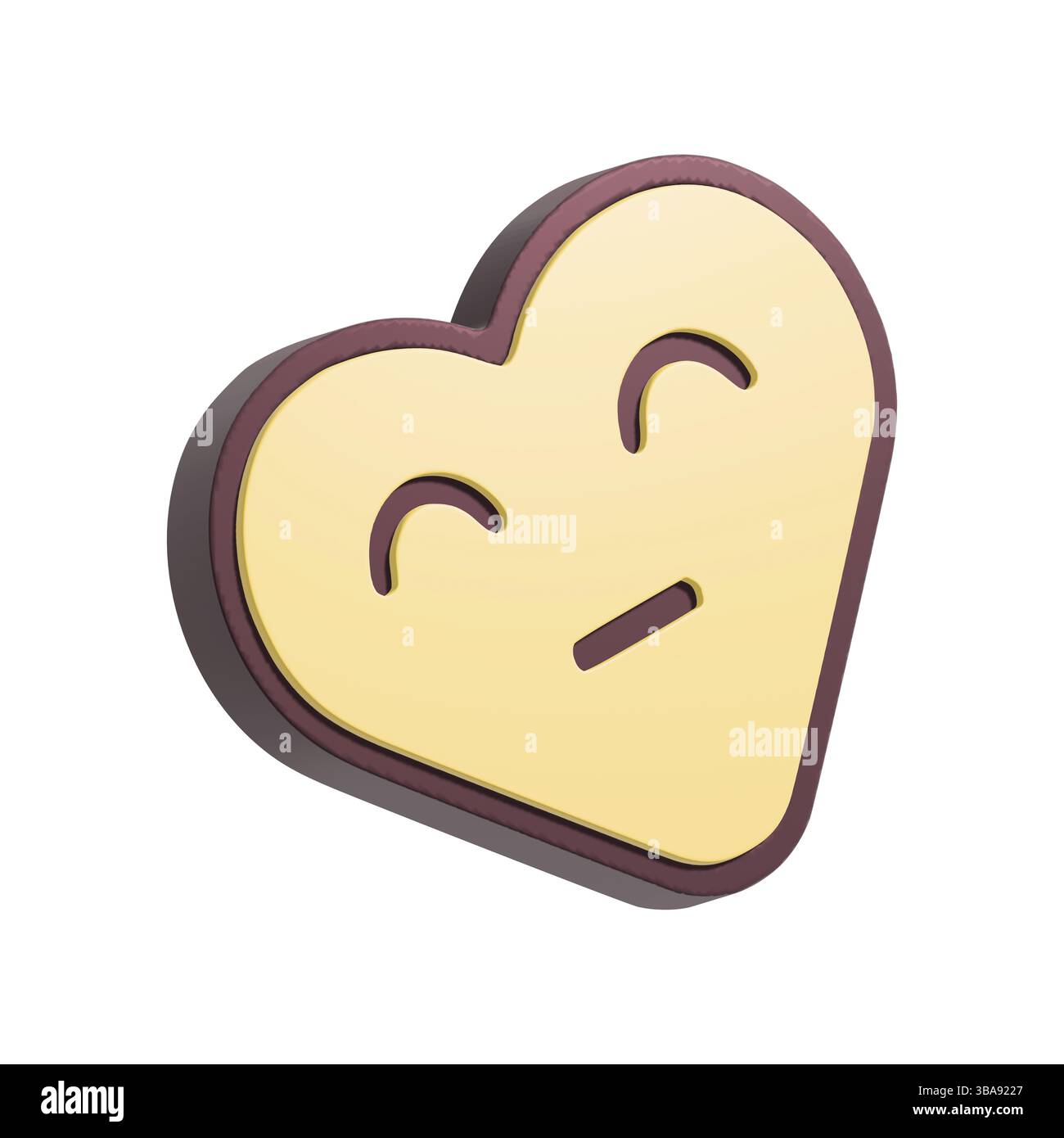 Drôle coeur smiley visage illustration 3D. Personnage de coeur de dessin animé isolé sur fond blanc Banque D'Images