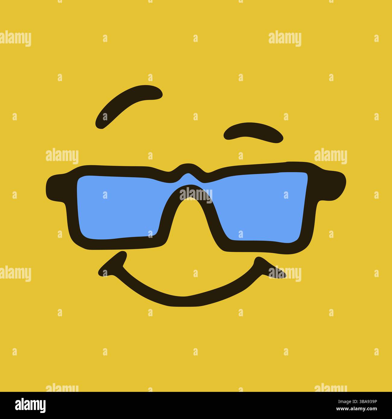 Visage froid. Expressions faciales de dessins animés. Doodle personnages bouche et yeux illustration Banque D'Images