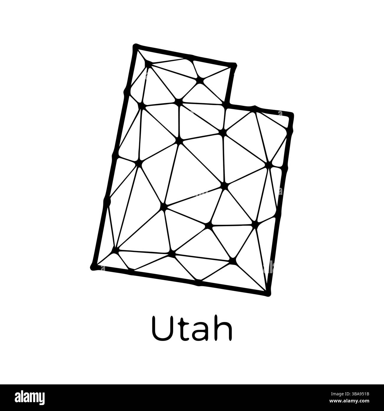 Illustration polygonale de la carte de l'état de l'Utah faite de lignes et de points, isolé sur fond blanc. Conception basse poly à l'état AMÉRICAIN Banque D'Images