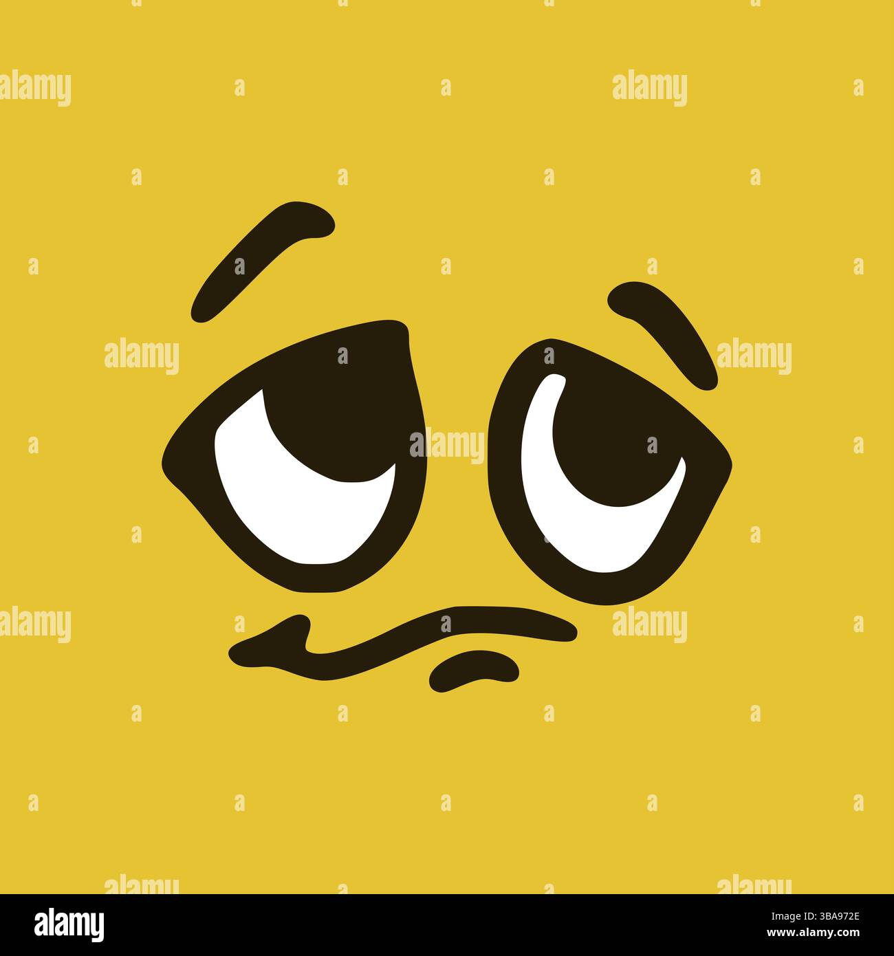 Visage attristé. Expressions faciales de dessins animés. Doodle personnages bouche et yeux illustration Banque D'Images